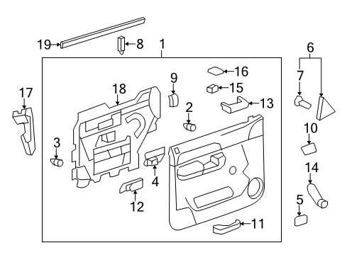 2013 Chevrolet Silverado 2500 HD Interior Trim - Front Door Lock Switch Diagram for 25953267