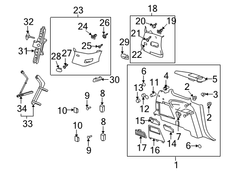 2010 Saturn Outlook Interior Trim - Quarter Panels Panel Asm-Body Side Trim *Titanium Diagram for 20941791