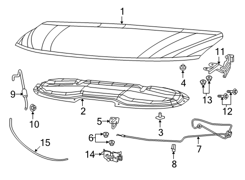 2017 Chrysler Pacifica Hood & Components Hood Prop Rod Diagram for 68186036AE