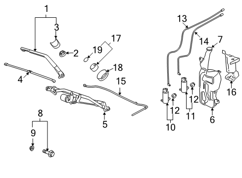 2008 GMC Yukon Wiper & Washer Components Module Asm, Windshield Wiper System Diagram for 23328193