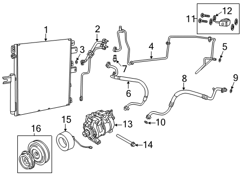 2019 Ram 3500 A/C Condenser, Compressor & Lines A/C COMPRESSOR Diagram for 68461377AA