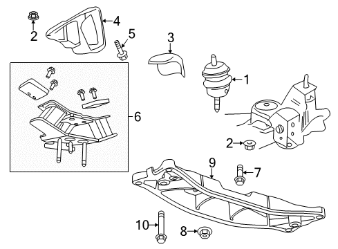 2014 Chevrolet Caprice Engine & Trans Mounting Transmission Mount Bolt Diagram for 92138873