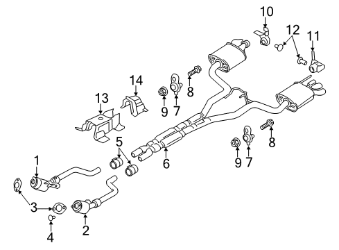 2019 Ford Mustang Exhaust Components Clamp Diagram for FR3Z-5A231-A
