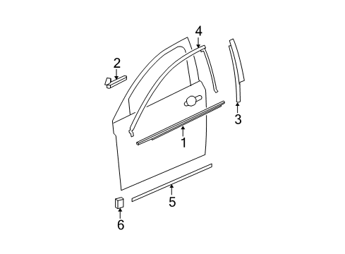 2010 Chevrolet Malibu Exterior Trim - Front Door Body Side Molding Diagram for 22760553