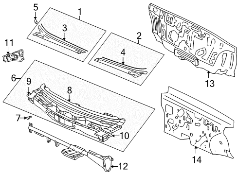 2001 Hyundai XG300 Cowl Insulator-Dash Panel Diagram for 8412439000