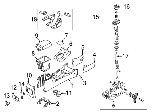 2011 Kia Sorento Center Console Lever-Gear Shift Diagram for 437202P100VA