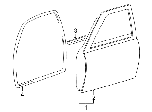 2000 Toyota Tacoma Door & Components Door Weatherstrip Diagram for 62312-04020