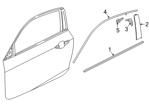 2016 Honda Civic Exterior Trim - Door Molding Assy., L. FR. Door Diagram for 72450-TBG-A01