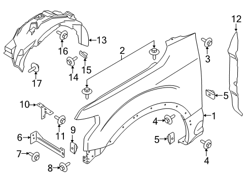 2017 Ford F-150 Fender & Components Fender Liner Diagram for FL3Z-16103-F