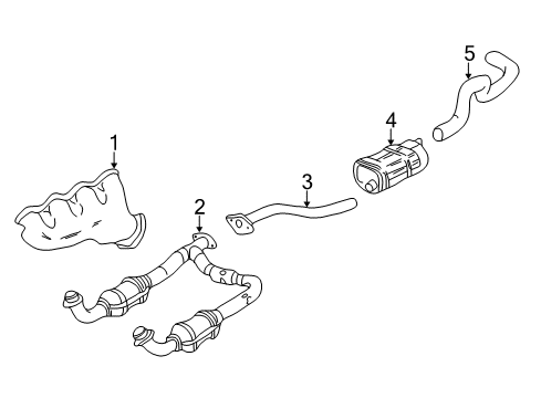 2004 Cadillac Escalade Exhaust Components, Exhaust Manifold Exhaust Muffler (W/Exhaust Pipe & Tail Pipe) Diagram for 15232529