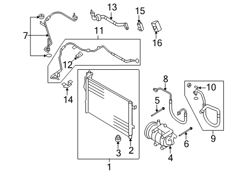 2008 Hyundai Elantra A/C Condenser, Compressor & Lines Coil-Field Diagram for 97641-1E000