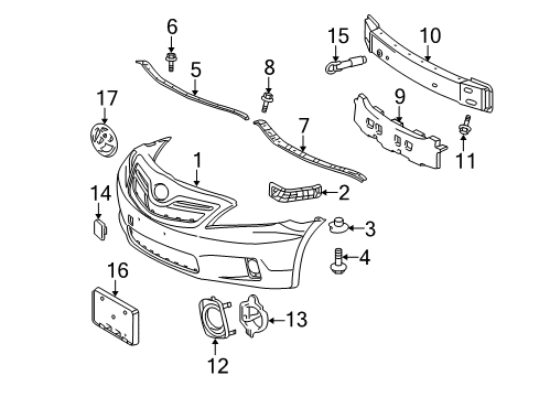 2010 Toyota Camry Front Bumper Hole Cover Diagram for 52040-33020
