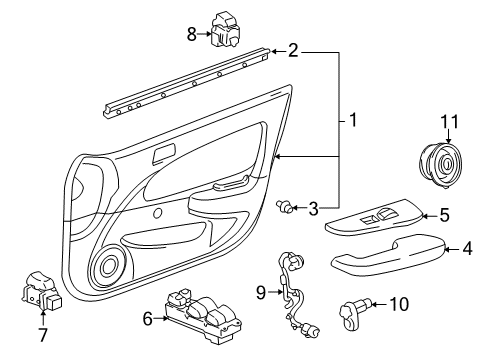 2000 Toyota Corolla Door & Components Trim Plate Diagram for 74231-02060-B0