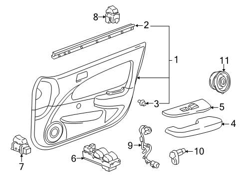 2001 Toyota Corolla Door & Components Board Sub-Assy, Front Door Trim, RH Diagram for 67610-02810-E0