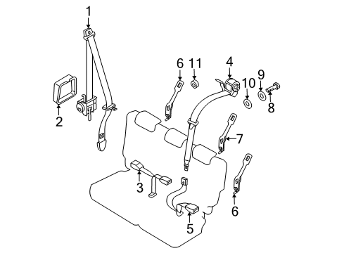 2006 Kia Sportage Seat Belt Rear Seat Belt Assembly, Center Diagram for 898501F500EZ