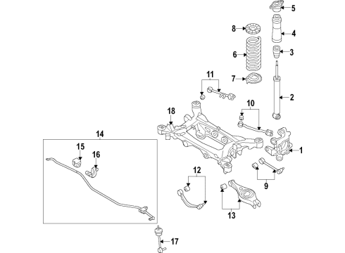 2017 Kia K900 Rear Suspension Components, Lower Control Arm, Upper Control Arm, Stabilizer Bar Bracket Assembly-Rear Diagram for 553303M000