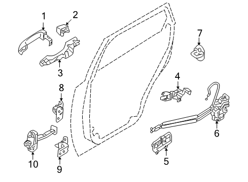 2011 Hyundai Veracruz Rear Door Bracket-Rear Outside Handle Support Diagram for 83495-3J000