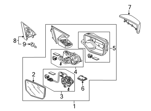 2010 Honda Accord Crosstour Mirrors Mirror Assembly, Passenger Side Door (R.C.) (Heated) (Memory) Diagram for 76208-TP6-A21