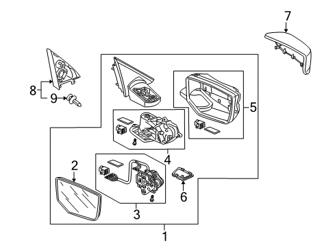 2010 Honda Accord Crosstour Mirrors Bracket, R. (R.C.)(Memory) Diagram for 76257-TP6-A21
