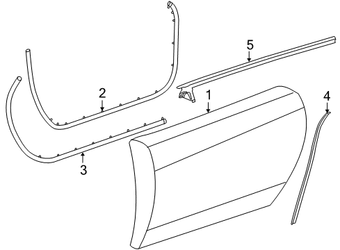 2006 Cadillac XLR Door & Components Lower Weatherstrip Diagram for 10448623