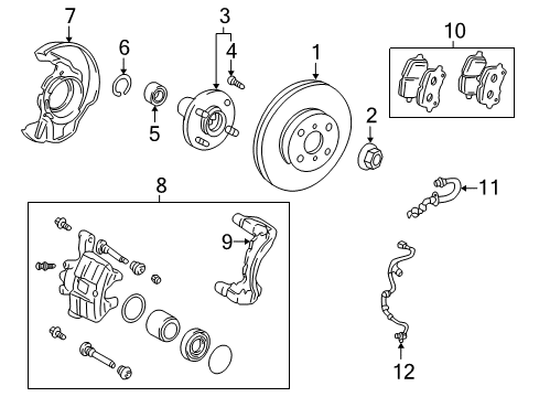 2005 Pontiac Vibe Brake Components Front Pads Diagram for 88972092
