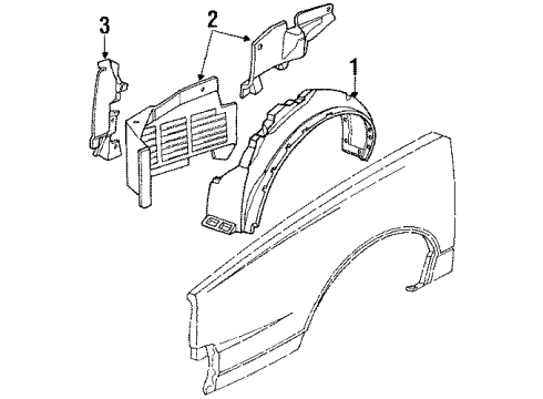 1987 Pontiac 6000 Splash Shields Liner-Front Wheelhouse Panel Diagram for 10040017