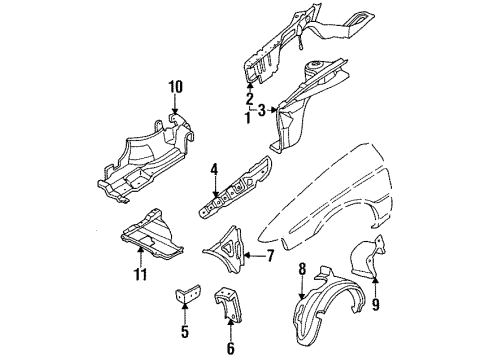1994 Kia Sephia Fender - Inner Components Shield Splash-F, LH Diagram for 0K20156321