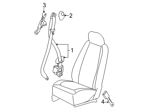 2005 Chevrolet Cobalt Seat Belt Passenger Seat Belt Kit (Buckle Side) *Light Gray *Gray Diagram for 89024383