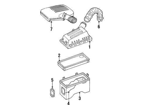 1997 Jeep Cherokee Filters Air Cleaner To Throttle Body Hose Diagram for 53006275