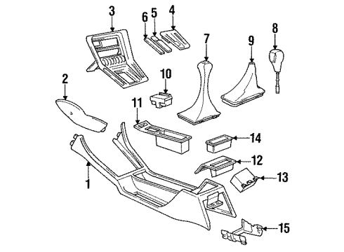 1993 BMW 850Ci Center Console Centre Console Diagram for 51168169057