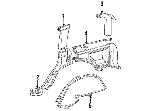 1985 Jeep Cherokee Interior Trim - Quarter Panels Panel-C Pillar Diagram for 5EW86TC3