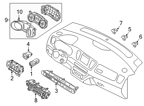 2016 Kia Sedona A/C & Heater Control Units Cluster Assembly-Instrument Diagram for 94017A9051