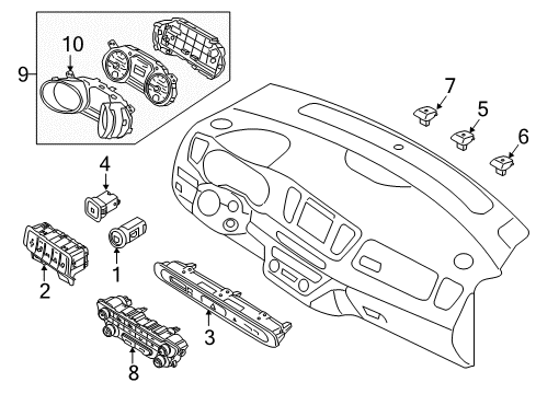 2018 Kia Sedona Instruments & Gauges Clock Assembly-Digital Diagram for 94510A9100WK