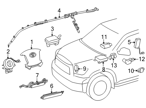 2017 Toyota Sequoia Air Bag Components Head Air Bag Diagram for 62180-0C140