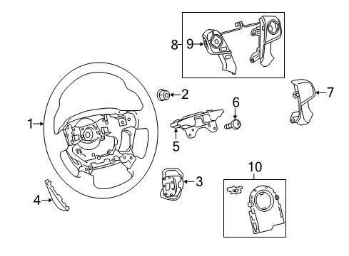 2014 Toyota Camry Steering Wheel & Trim Switch Assembly Diagram for 84250-06280