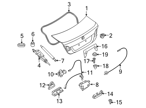 2009 BMW 135i Trunk Bowden Cable, Trunk Lid Diagram for 51247177761