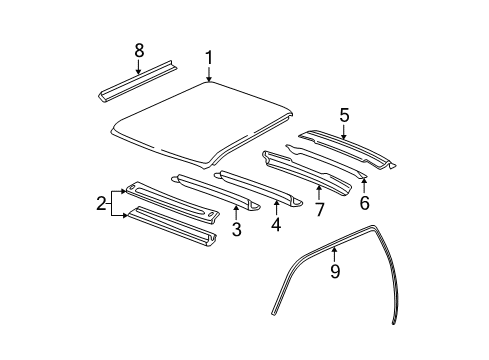 2013 Cadillac Escalade EXT Roof & Components Drip Weatherstrip Diagram for 20789464