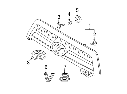 2006 Toyota Sequoia Grille & Components Grille Screw Diagram for 90168-40122