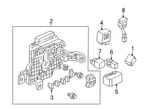 2000 Acura RL Electrical Components Box Assembly, Fuse Diagram for 38200-SZ3-A04