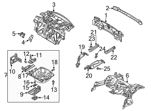 2004 BMW M3 Rear Body Right Rear Side Member Diagram for 41118231752