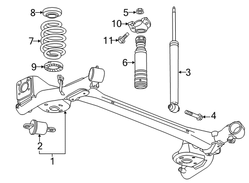 2014 Chevrolet Sonic Rear Suspension Axle Beam Diagram for 95264305