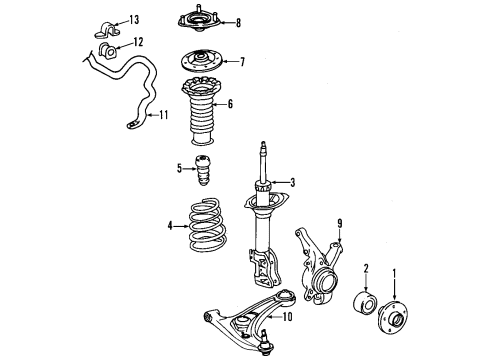 2009 Scion xD Front Suspension Components, Lower Control Arm, Stabilizer Bar Stabilizer Bar Diagram for 48811-52290