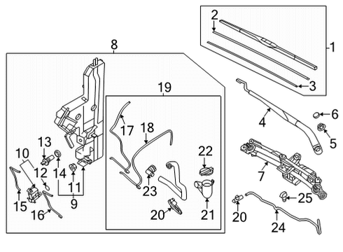 2022 Genesis GV80 Wiper & Washer Components Wiper Blade Rubber Assembly(Passenger) Diagram for 98361-2V000
