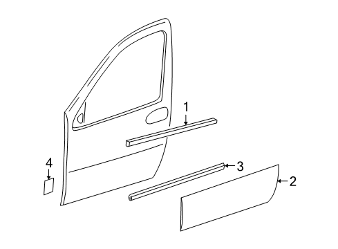 2006 Saturn Relay Exterior Trim - Front Door Molding Asm-Front Side Door Lower *Black Diagram for 15116184