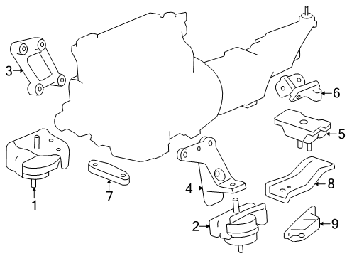 2009 Pontiac Solstice Engine & Trans Mounting Front Mount Bracket Diagram for 10345238