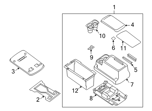 2009 Infiniti QX56 Center Console Bracket-Console, Front Diagram for 96950-9GA1B