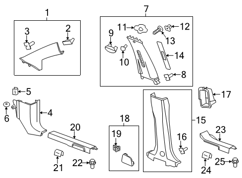 2015 Chevrolet Captiva Sport Interior Trim - Pillars, Rocker & Floor Sill Trim Clip Diagram for 94530566