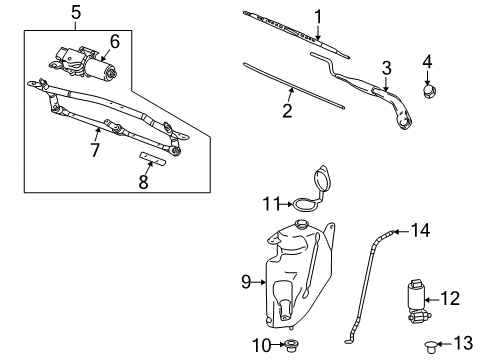 2007 Saturn Vue Wiper & Washer Components Hose Asm-Rear Window Washer Solvent Container Diagram for 22697208