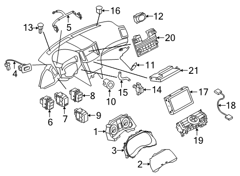 2017 Infiniti QX50 Cluster & Switches, Instrument Panel Amplifier-Control, Air Conditioner Diagram for 27760-3WW0A