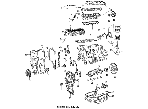 1994 Pontiac Grand Am Engine Parts, Mounts, Cylinder Head & Valves, Camshaft & Timing, Exhaust Camshaft, Intake Camshaft, Oil Pan, Oil Pump, Crankshaft & Bearings, Pistons, Rings & Bearings Strut Asm-Engine Mount *Blue Diagram for 22595753